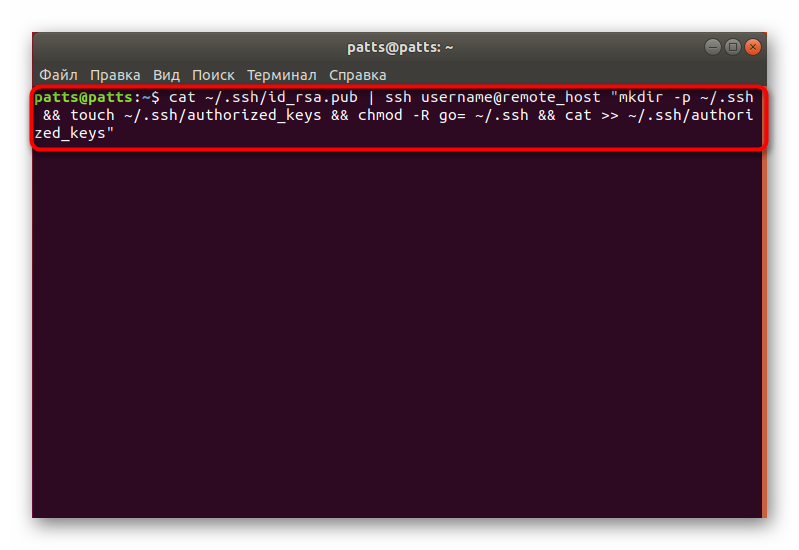 Передать скопированный ключ через специальную утилиту Ubuntu