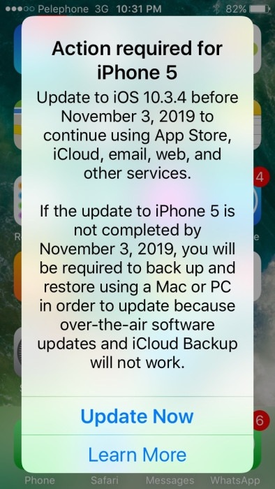 Apple уведомила об отключении старых устройств